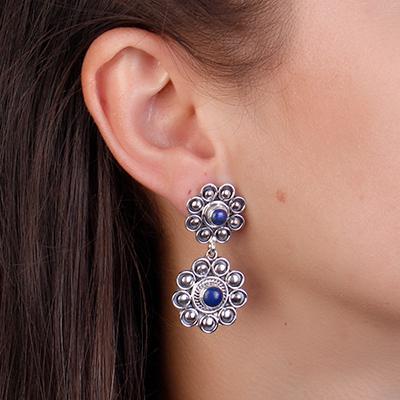 Brinco de Prata com Lápis Lázuli.