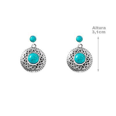 Brinco de Prata com Turquesa.