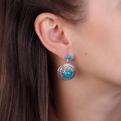 Brinco de Prata com Turquesa.