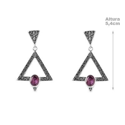 Brinco de Prata com Ametista.