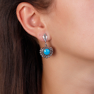 Brinco de Prata com Turquesa