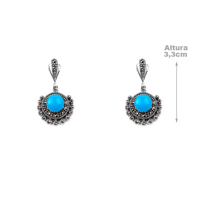 Brinco de Prata com Turquesa