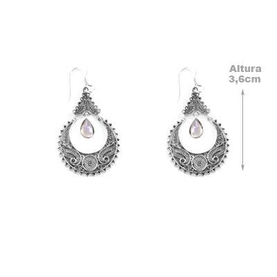 Brinco de Prata com Pedra da Lua.