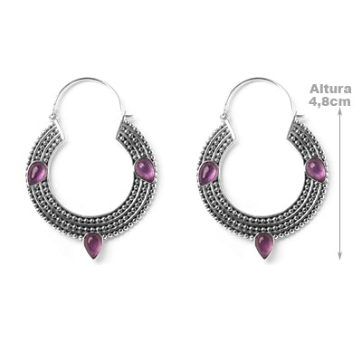 Argola de Prata com Ametista.