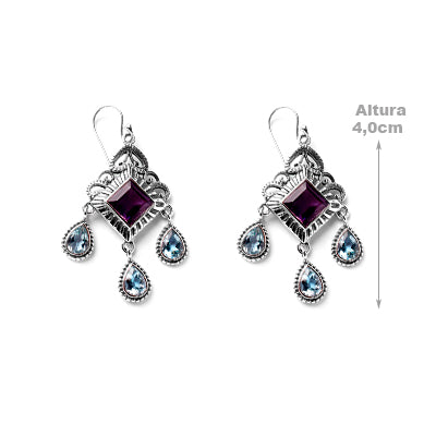 Brinco de Prata com Pedras