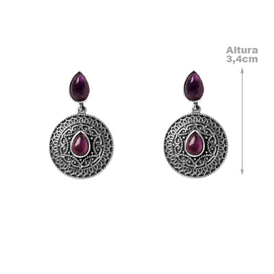 Brinco de Prata com Ametista.