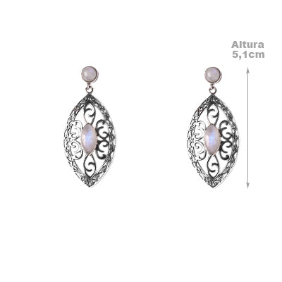 Brinco de Prata com Pedra da Lua.