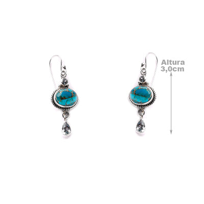 Brinco de Prata com Turquesa.