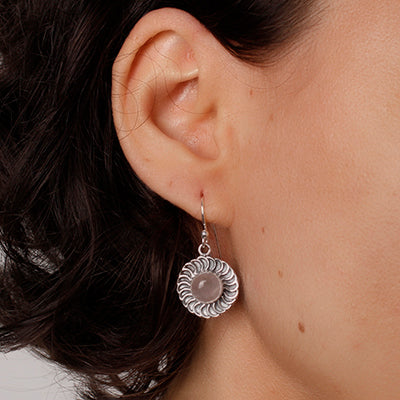 Brinco de Prata com Quartzo Rosa