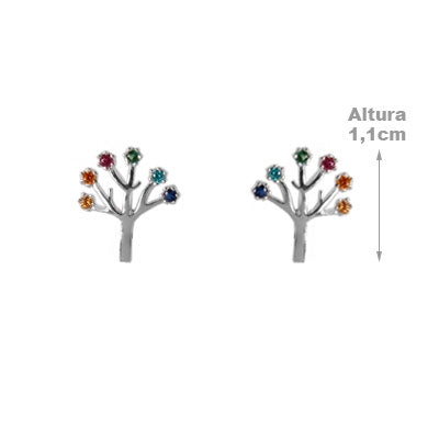 Brinco de Prata Árvore Com Zircônia