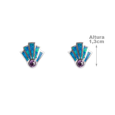 Brinco de Prata Concha com Opala