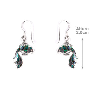 Brinco de Prata Peixe com Abalone