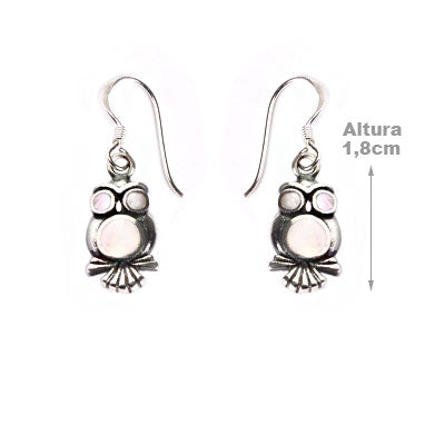 Brinco de Prata Coruja com Madrepérola.