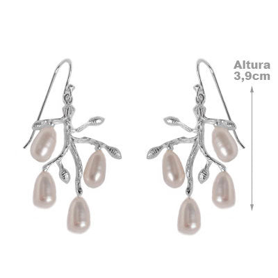Brinco de Prata com Pérolas