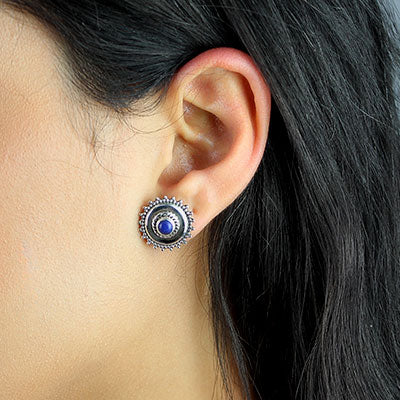 Brinco de Prata com Lápis Lázuli