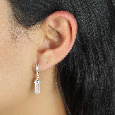 Argola de Prata com Quartzo Rosa