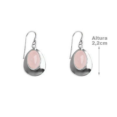 Brinco de Prata com Quartzo Rosa