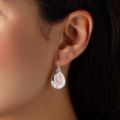 Brinco de Prata com Quartzo Rosa