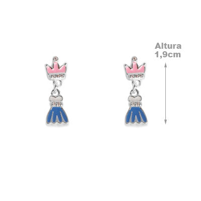 Brinco De Prata Coroa e Vestido