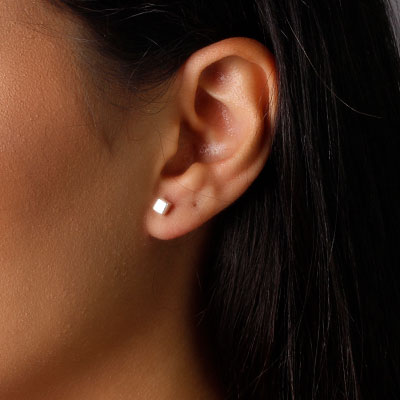 Brinco de Prata Cubo