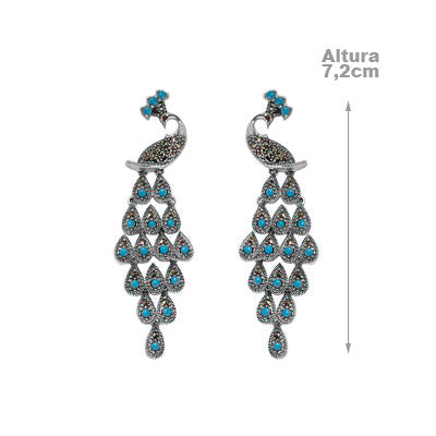 Brinco de Prata Pavão com Marcassitas