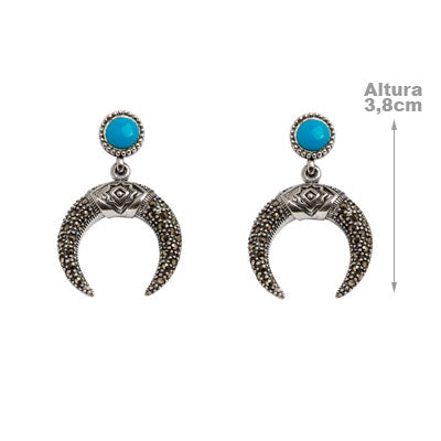 Brinco de Prata Lua com Marcassitas