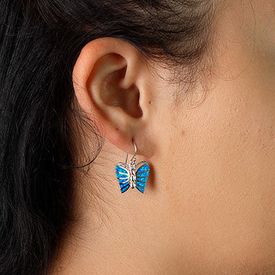 Brinco de Prata Borboleta com Opala