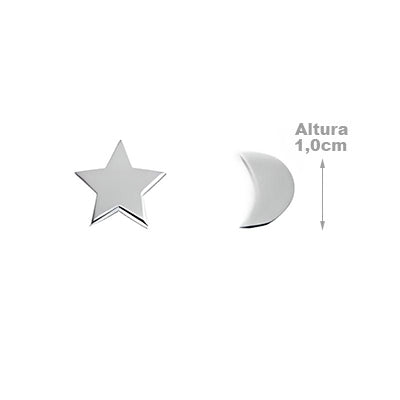 Brinco de Prata Lua e Estrela - 54250