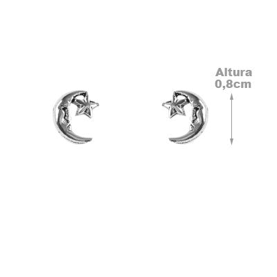 Brinco de Prata Lua e Estrela