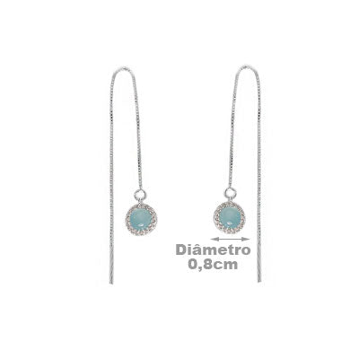 Brinco de Prata Corrente com Zircônia