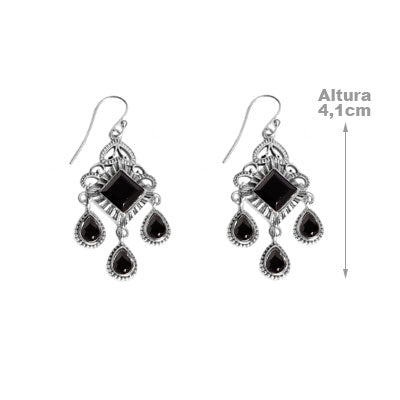 Brinco de Prata com Ônix