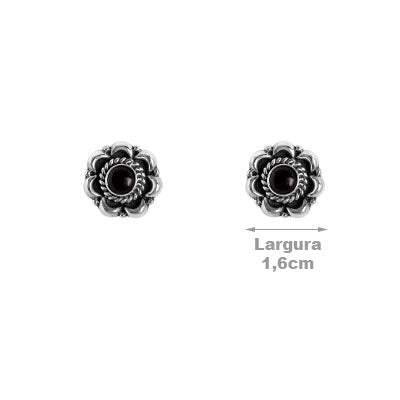Brinco de Prata com Ônix