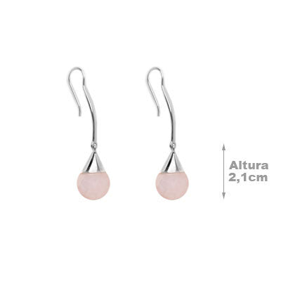 Brinco de Prata com Quartzo Rosa