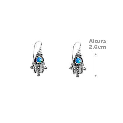 Brinco de Prata Hamsa com Opala