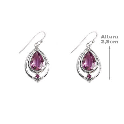 Brinco de Prata com Ametista