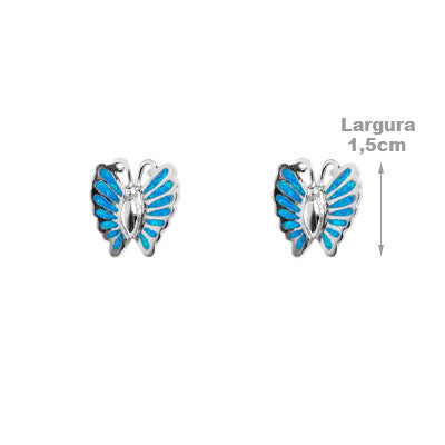 Brinco de Prata Borboleta com Opala
