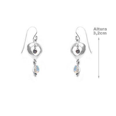 Brinco de Prata com Pedra da Lua.