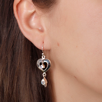 Brinco de Prata com Pedra da Lua.