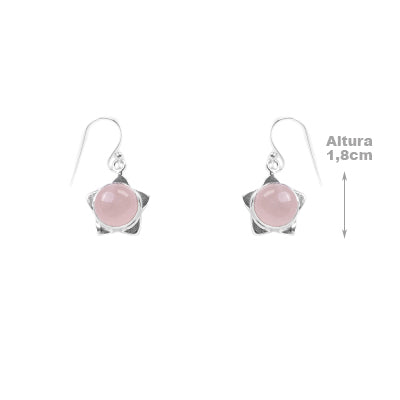 Brinco de Prata com Quartzo Rosa