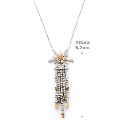 Gargantilha de Prata com Zircônia e Banho de Ródio