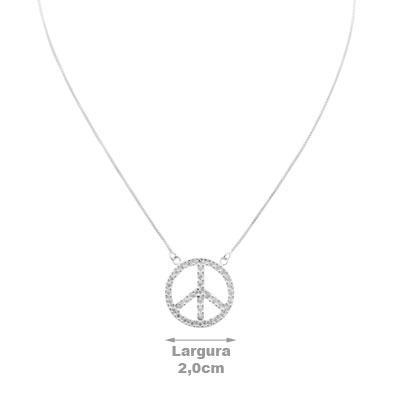 Gargantilha de Prata Símbolo do Paz com Zircônias