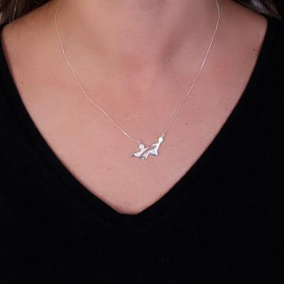 Gargantilha de Prata Mulher e Criança com Zircônia