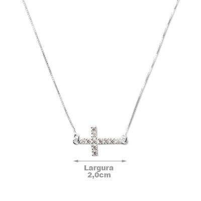 Gargantilha de Prata com Cruz