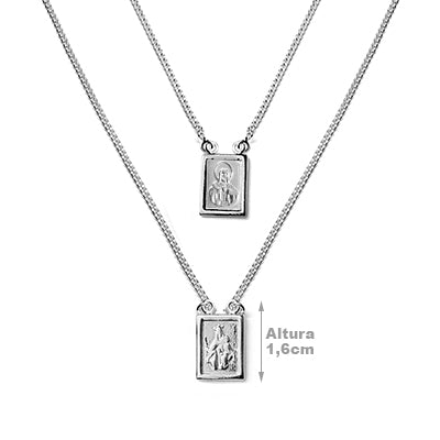 Escapulário de Prata Sagrado Coração de Jesus e Nossa Senhora do Carmo