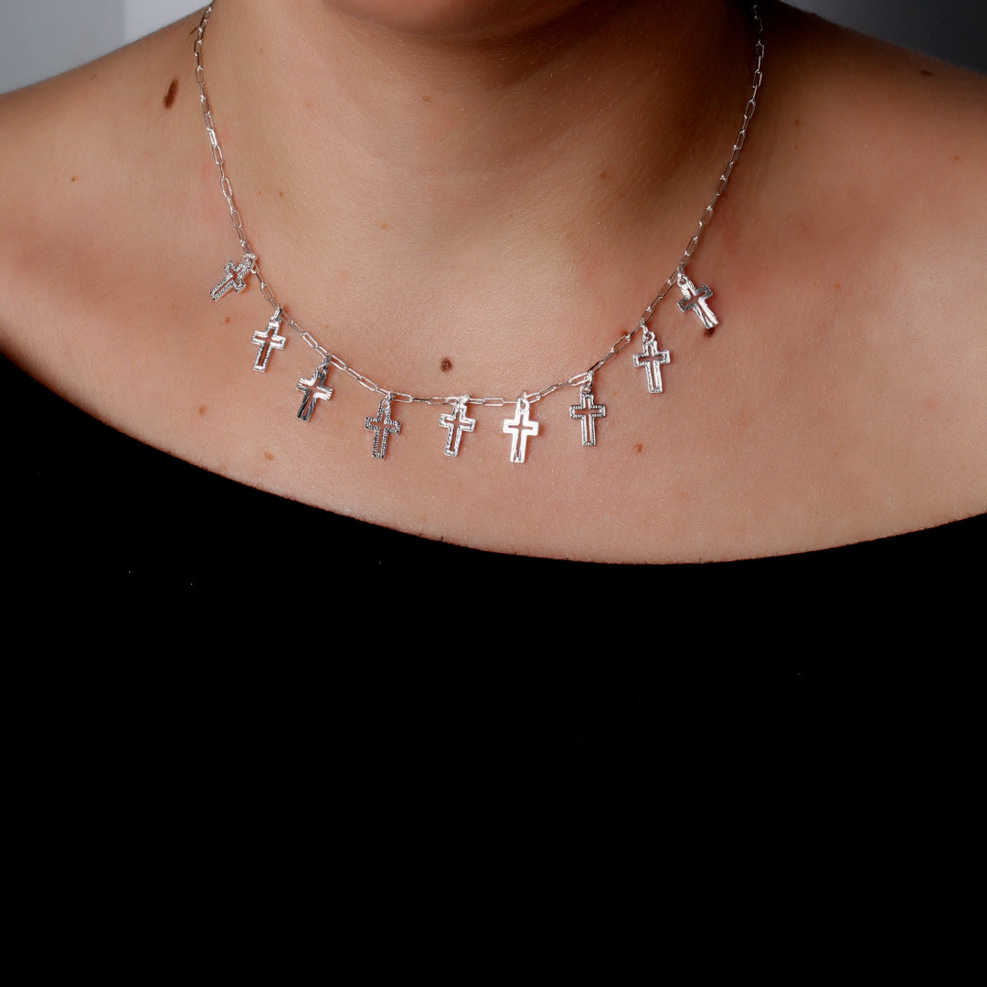 Gargantilha de Prata Cruz