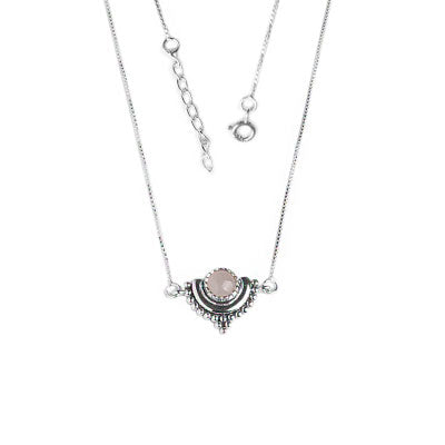 Gargantilha de Prata com Quartzo Rosa
