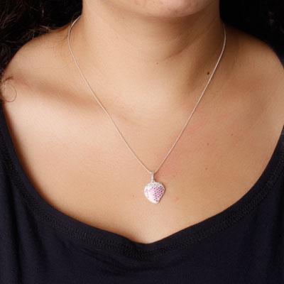 Gargantilha de Prata com Morango e Zircônias - 24670