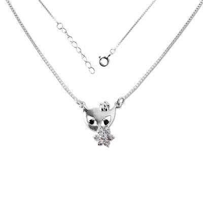 Gargantilha de Prata Gata com Zircônias