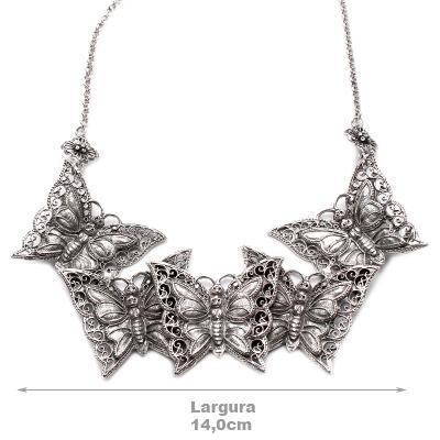 Gargantilha de Prata Borboleta - 43220