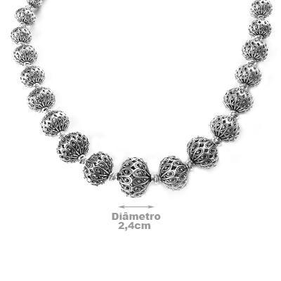 Gargantilha de Prata Bolas - 44798